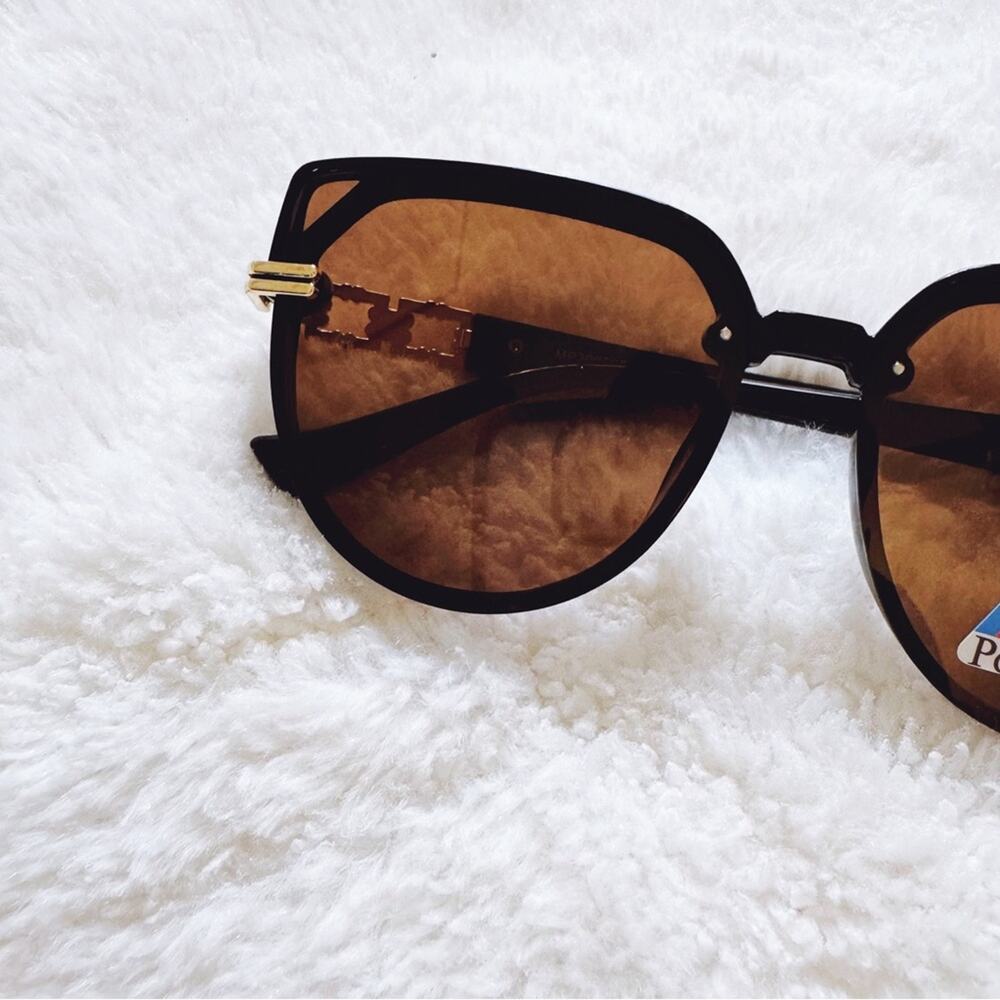 Genevieve Clear Brown & Black Rimless Polarized Sunglasses - Picture 2 of 11